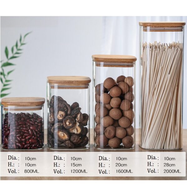 diameter 10cm square jar with bamboo lid