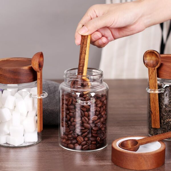 Coffee Glass Containers with wood lid