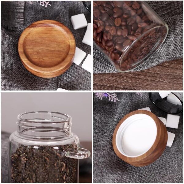 Coffee Glass Containers with wood lid