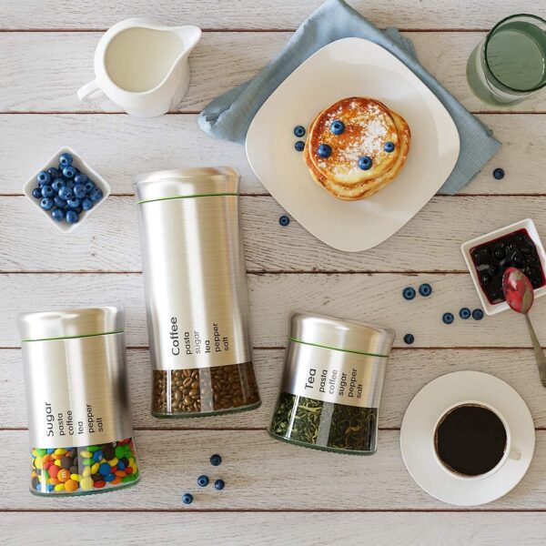 3 Piece Stainless Steel Canister Set