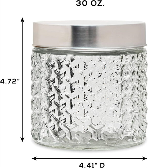 Weaving Pattern Round Glass Jar - 图片 4