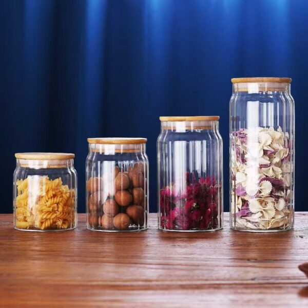 clear glass food canister