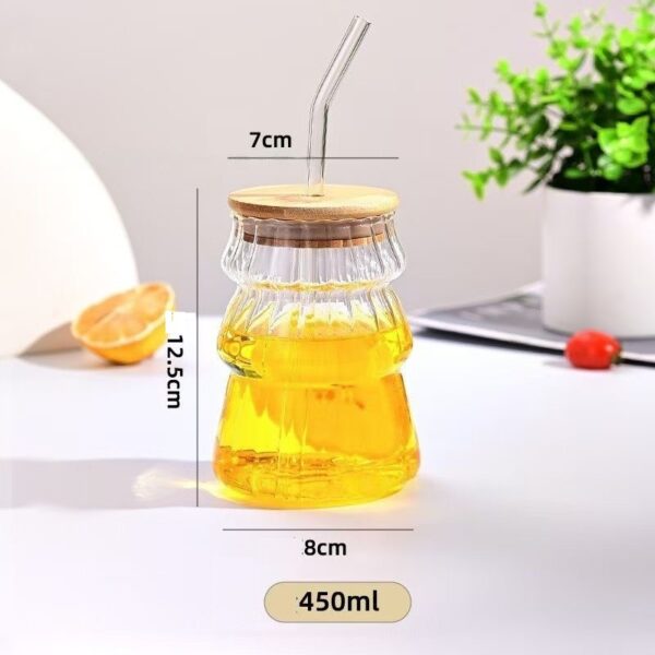 Drinking Glasses with Bamboo lids &Glass Straw 1 - 图片 2