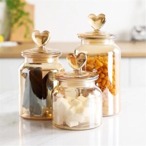 glass food storage with heart lid