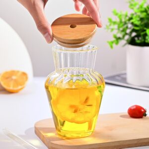 Creative Shape Reusable Drinking Glasses with Bamboo lids and Glass Straw
