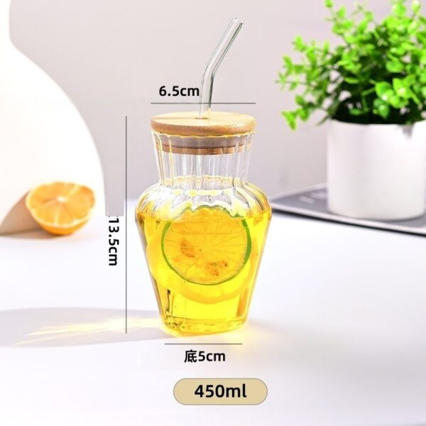 Drinking Glasses with Bamboo lids &Glass Straw 2 - 图片 2