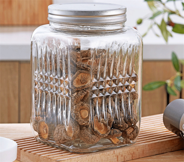 Diamond Engraved Glass Storage Jar