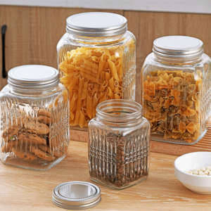square large glass jar with tinplate cover