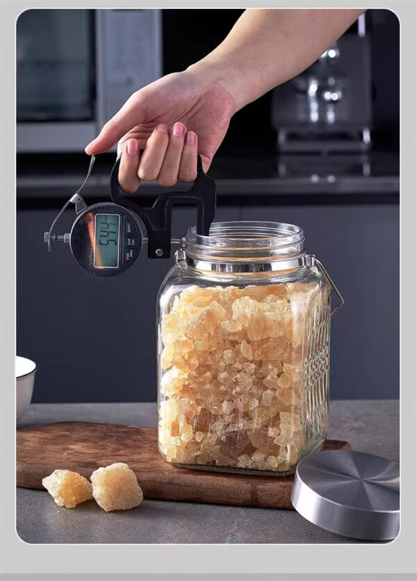 Diamond Pattern Glass Jar with Handle - 图片 5